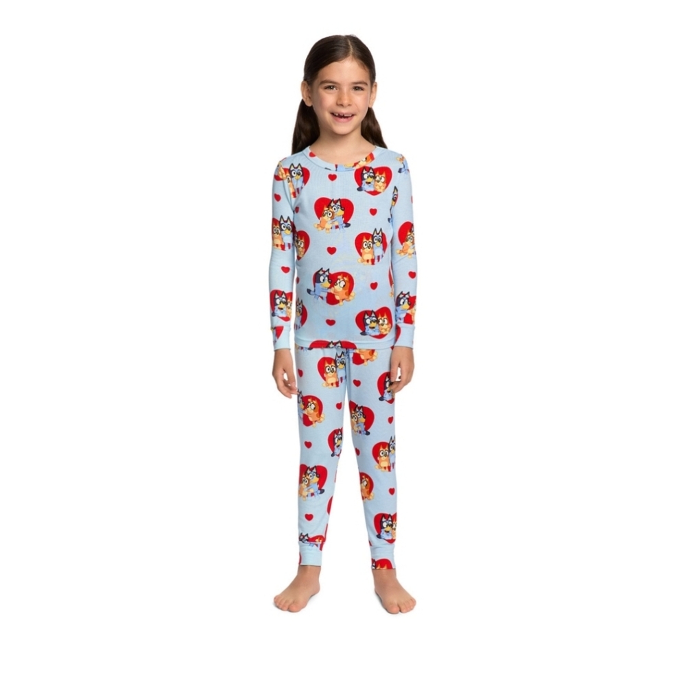 Kids 2-Piece Valentine's Bluey Pajamas 2T